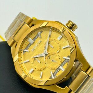 BRAND NEW Invicta Mens Bolt 48mm Gold Dial 22k Gold Tone Stainless Steel Watch